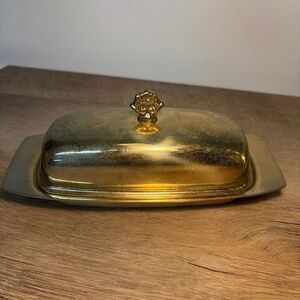 Vintage Dirilyte Dirigold Regal Pattern Butter Dish With Lid Antique Butter Dish